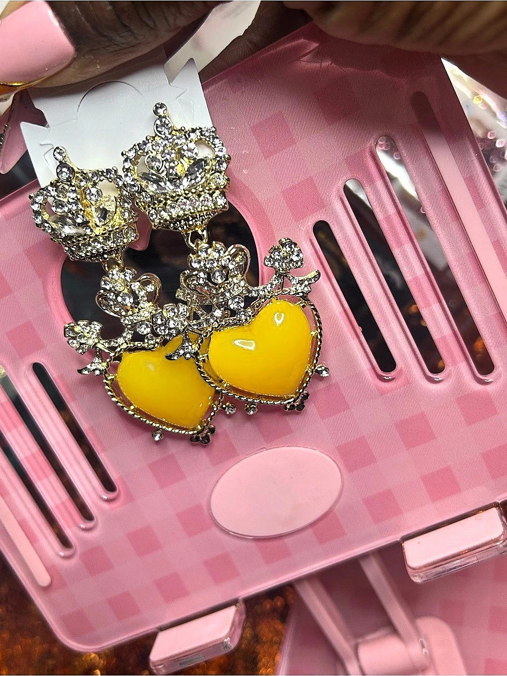 Heart Drop Earrings in Yellow & Gold Like New